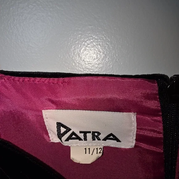 Patra‎ Vintage 80s Black Velvet Spaghetti Strap Dress Size 11/12 - Picture 4 of 7